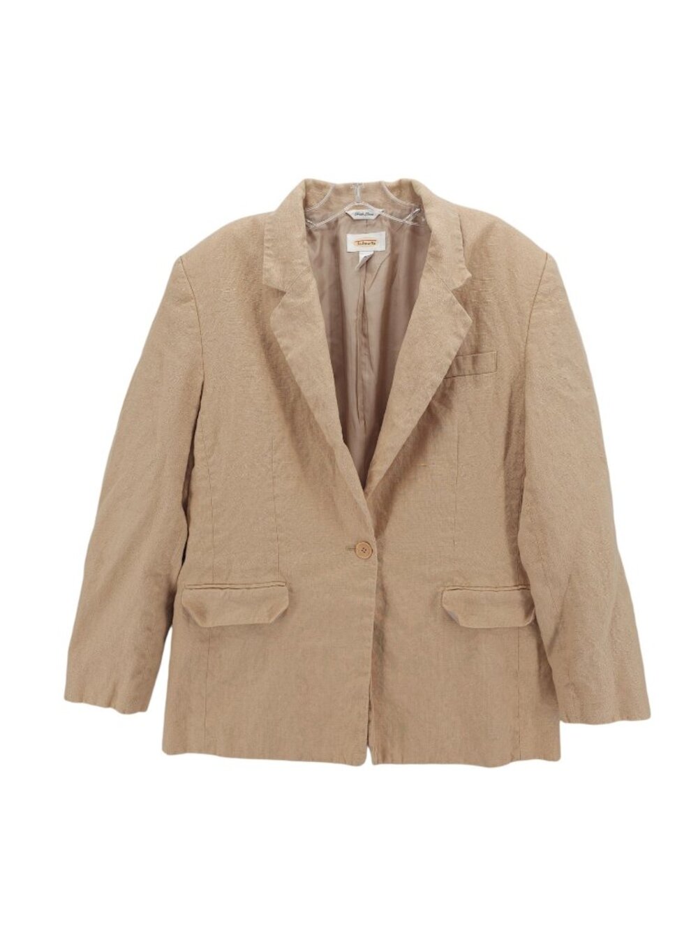 TALBOTS 100% Linen Blazer Jacket Tan Beige Women's Size 14